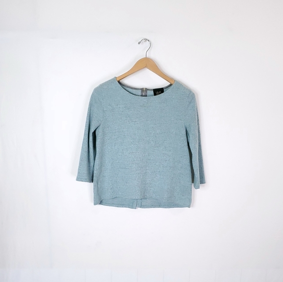 W5 Quarter Sleeve Sweater Knit Zip Back Top - Picture 2 of 9